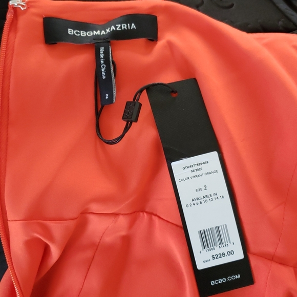 BCBG Maxazria mini ruffled dress in orange - Picture 4 of 6